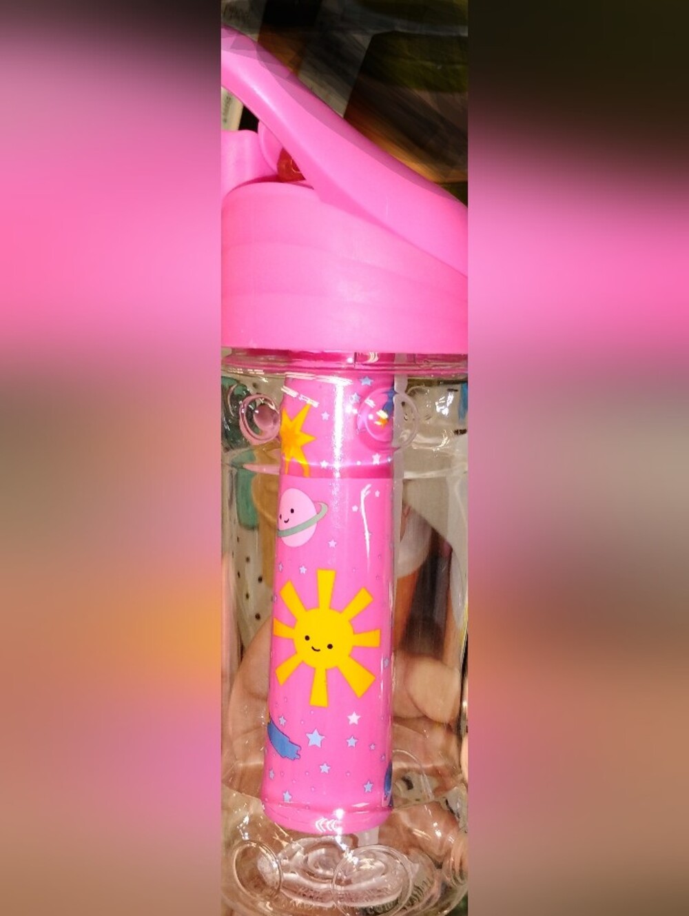 Pink Space-Themed Water Bottle